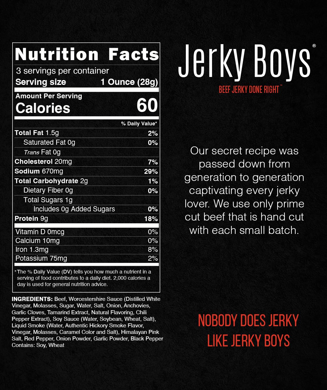 Jerky Boys open bag with visible strips offering convenient ready-to-eat protein