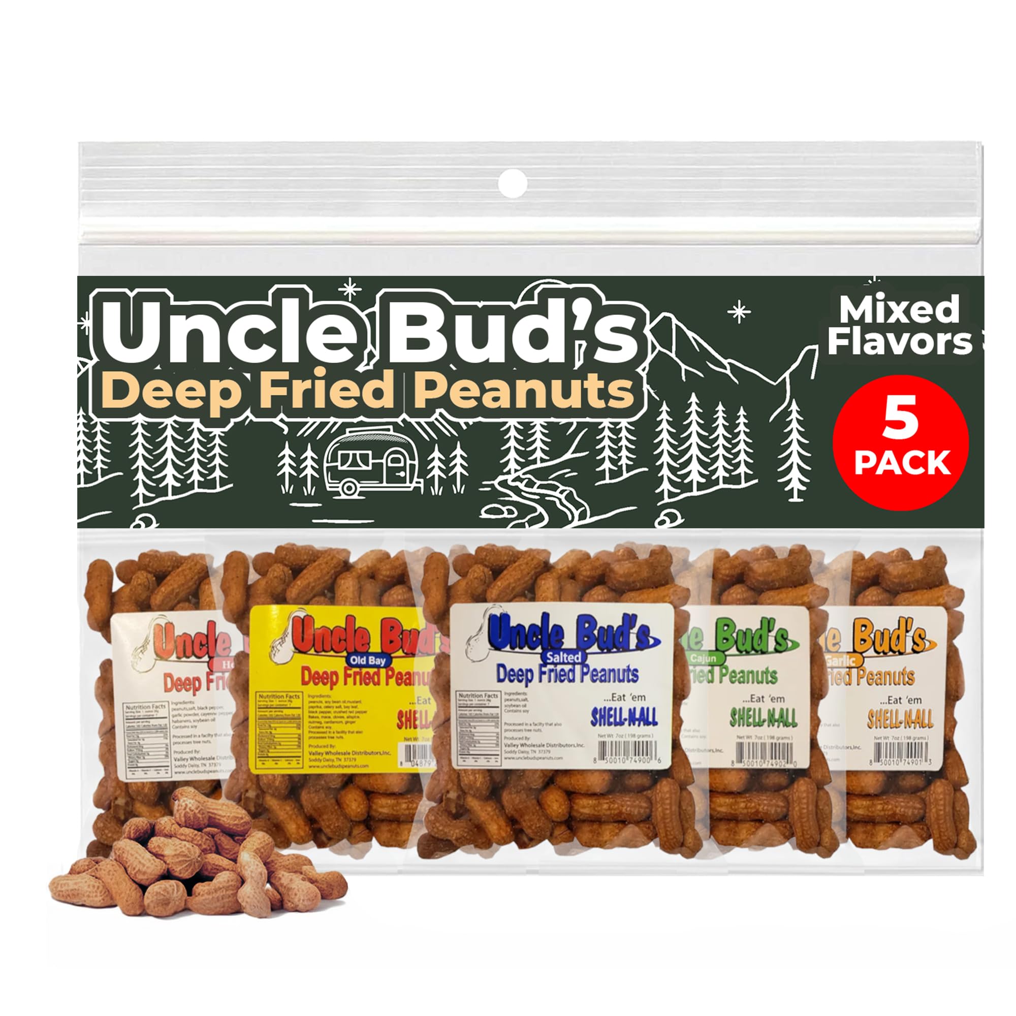 Jerky-n-Spice Uncle Bud's front packaging showing variety five-pack, great for gifting