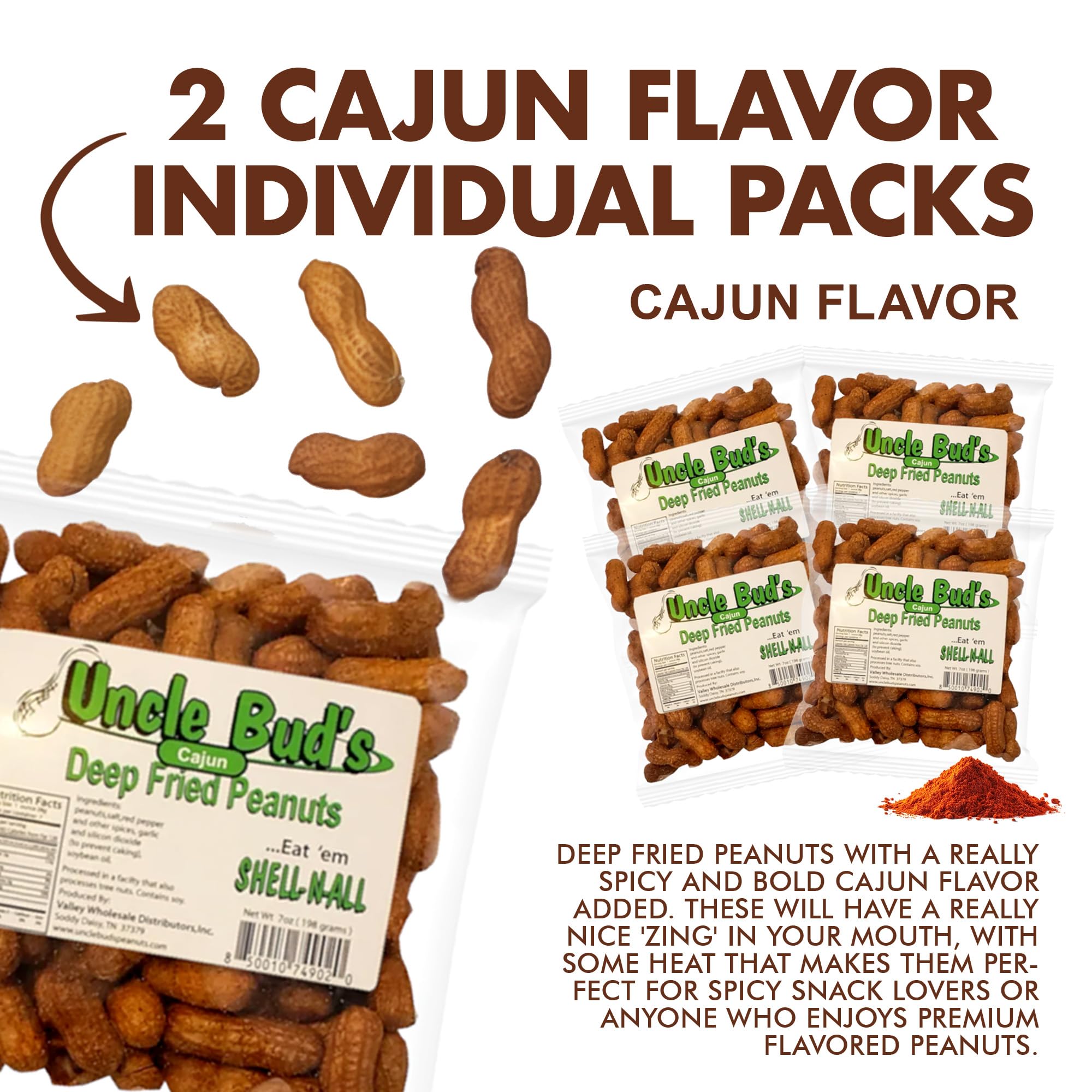 Jerky-n-Spice peanut pack held in hand for scale and portable snack convenience