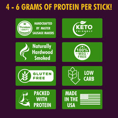 Jerky.com flavor labels and ingredients panel showing clean-ingredient benefit