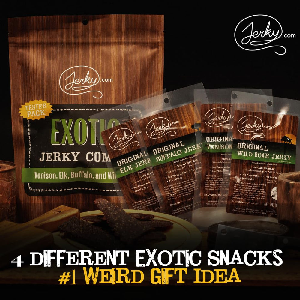 Jerky.com individually wrapped sticks in hand for fresh portable protein