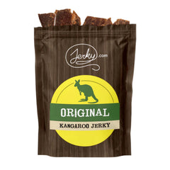 Jerky.com kangaroo front packaging showing resealable bag and snack convenience
