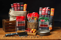 Jerky.com variety layout displaying mixed sticks for easy selection and sharing