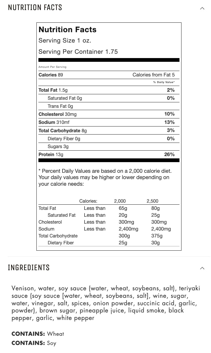 Jerky.com venison held in hand for scale, showing pack size and portable protein benefit
