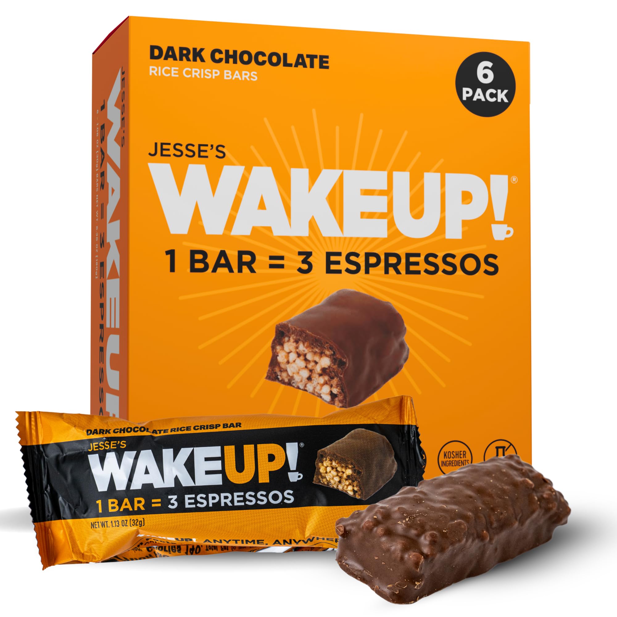 Jesse's WakeUP! front packaging showing 6-pack convenience and energy