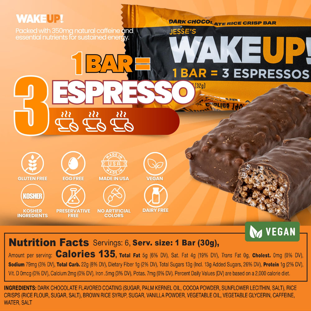 Jesse's WakeUP! individually wrapped bars ready for grab-and-go energy