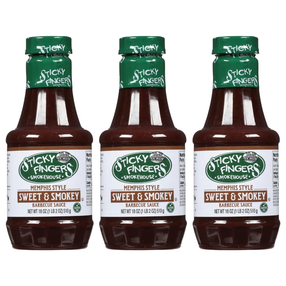 JFS Sticky Fingers front packaging showing three bottles and recipe sheet benefit