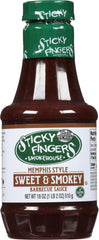 JFS Sticky Fingers sauce being poured showing thick texture and glazing benefit