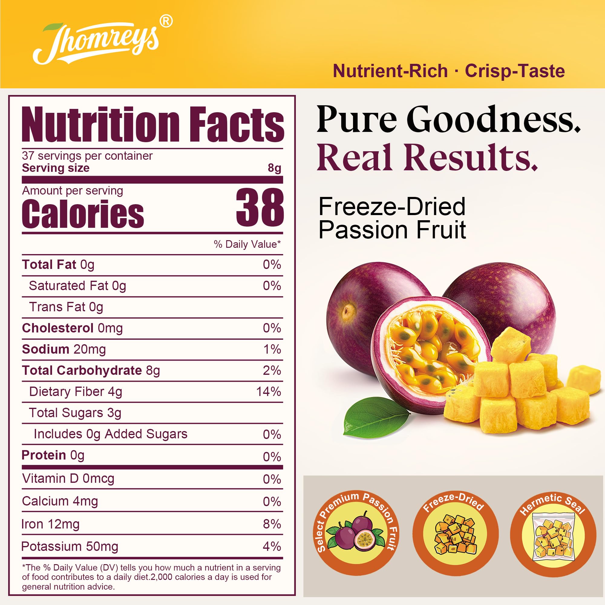 Jhomreys close-up of freeze dried passion fruit texture and crispness