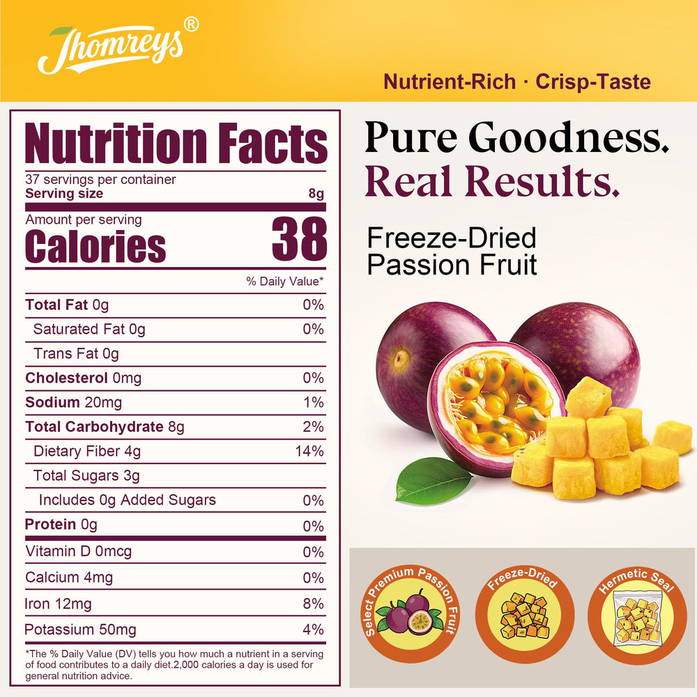 Jhomreys close-up of freeze dried passion fruit texture and crispness