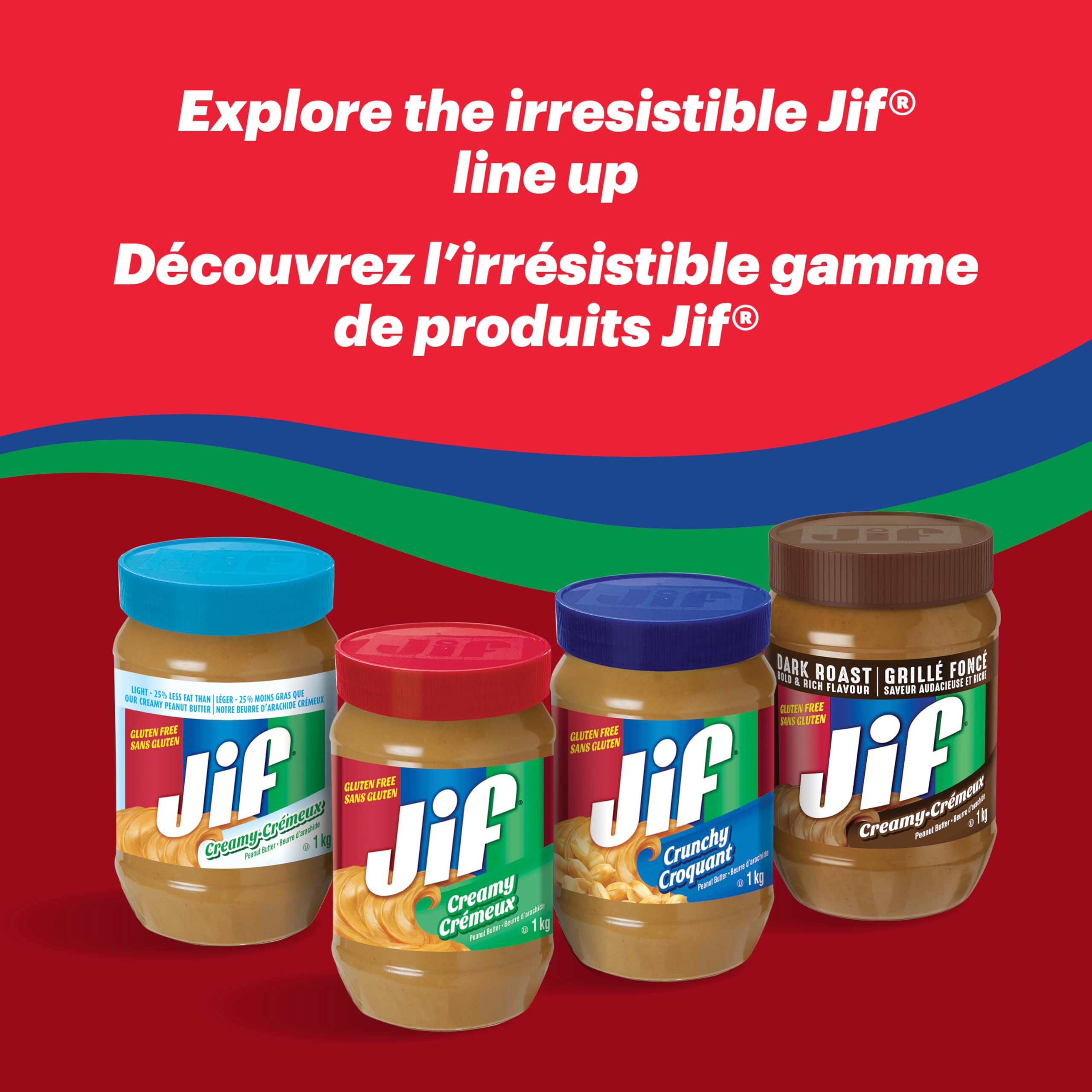 Jif 1kg jar next to a standard loaf for scale, illustrating jar capacity