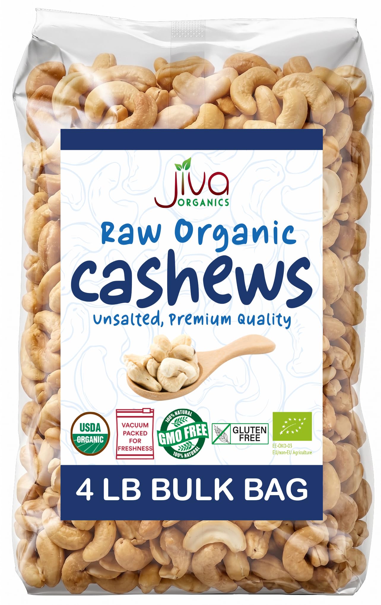 Jiva Organics bag front view showing product packaging and size benefit