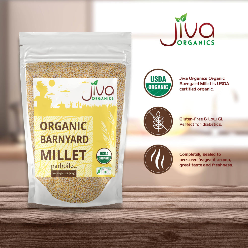 Jiva Organics close-up of millet grains highlighting texture benefit: even cooking and consistency