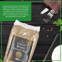 Jiva Organics open vacuum-sealed bag revealing evenly aged brown basmati rice for freshness
