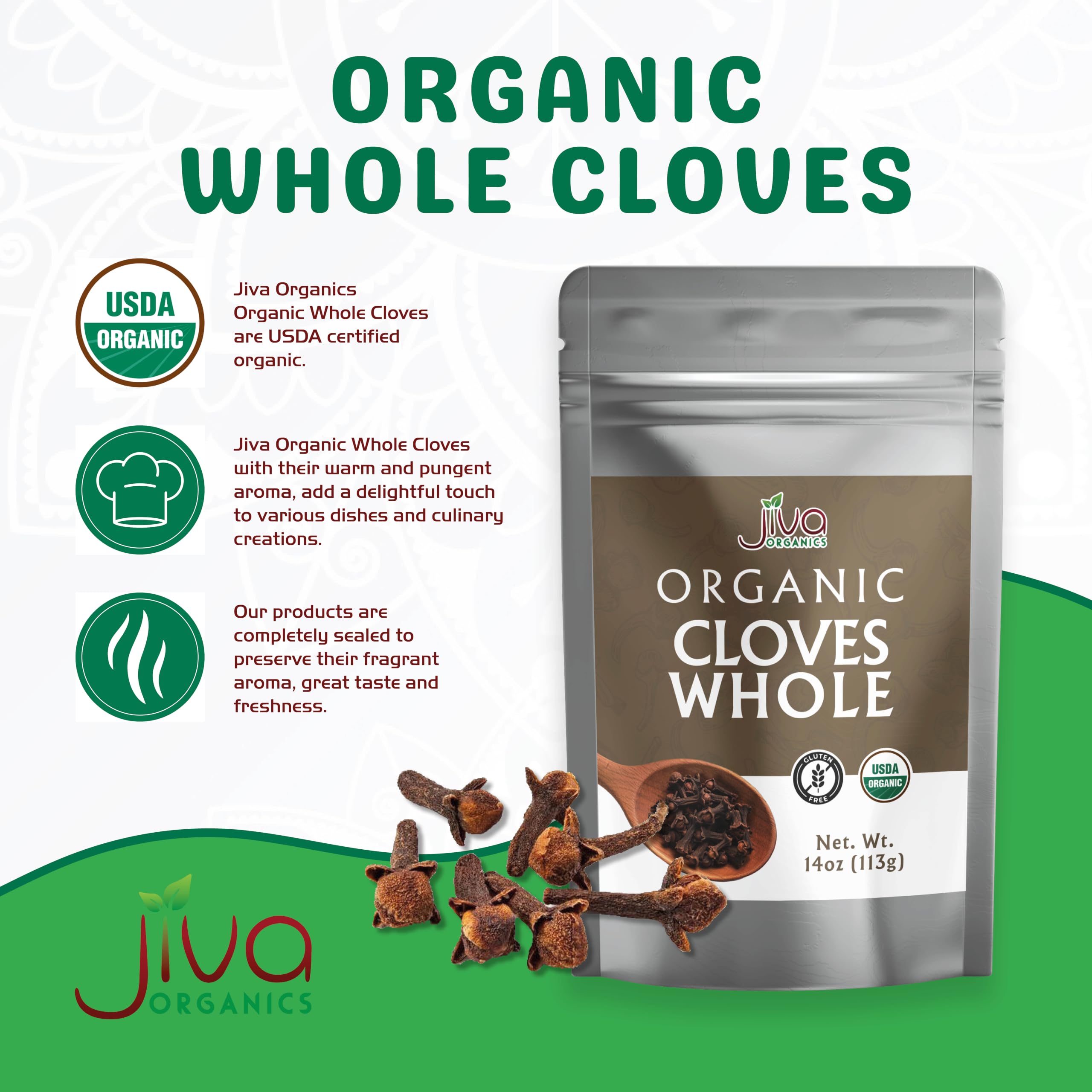 Jiva Organics close-up of clove bud texture highlighting rich oils