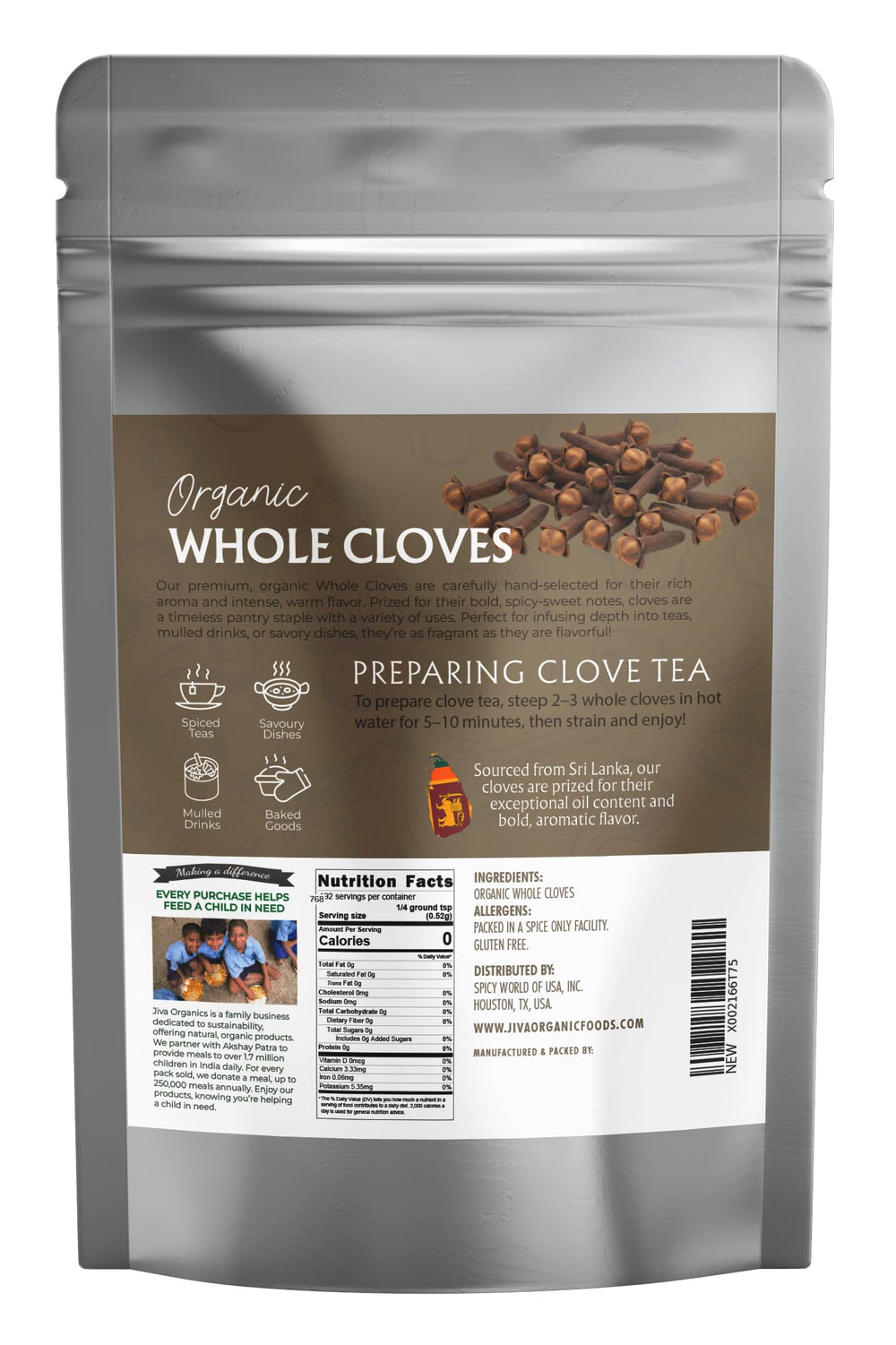 Jiva Organics cloves sprinkled on pastry adding warm spice flavor