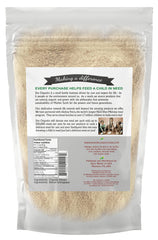 Jiva Organics chickpea flour on spoon highlighting smooth texture and easy measuring