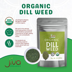 Jiva Organics spoonful of dill illustrating portion control and concentrated flavor benefit