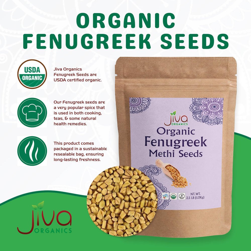Jiva Organics close-up of whole fenugreek seeds highlighting freshness and aroma