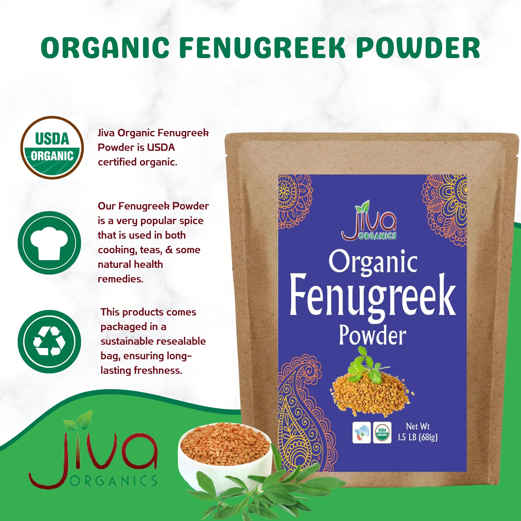 Jiva Organics powder in bowl with other spices for recipe inspiration