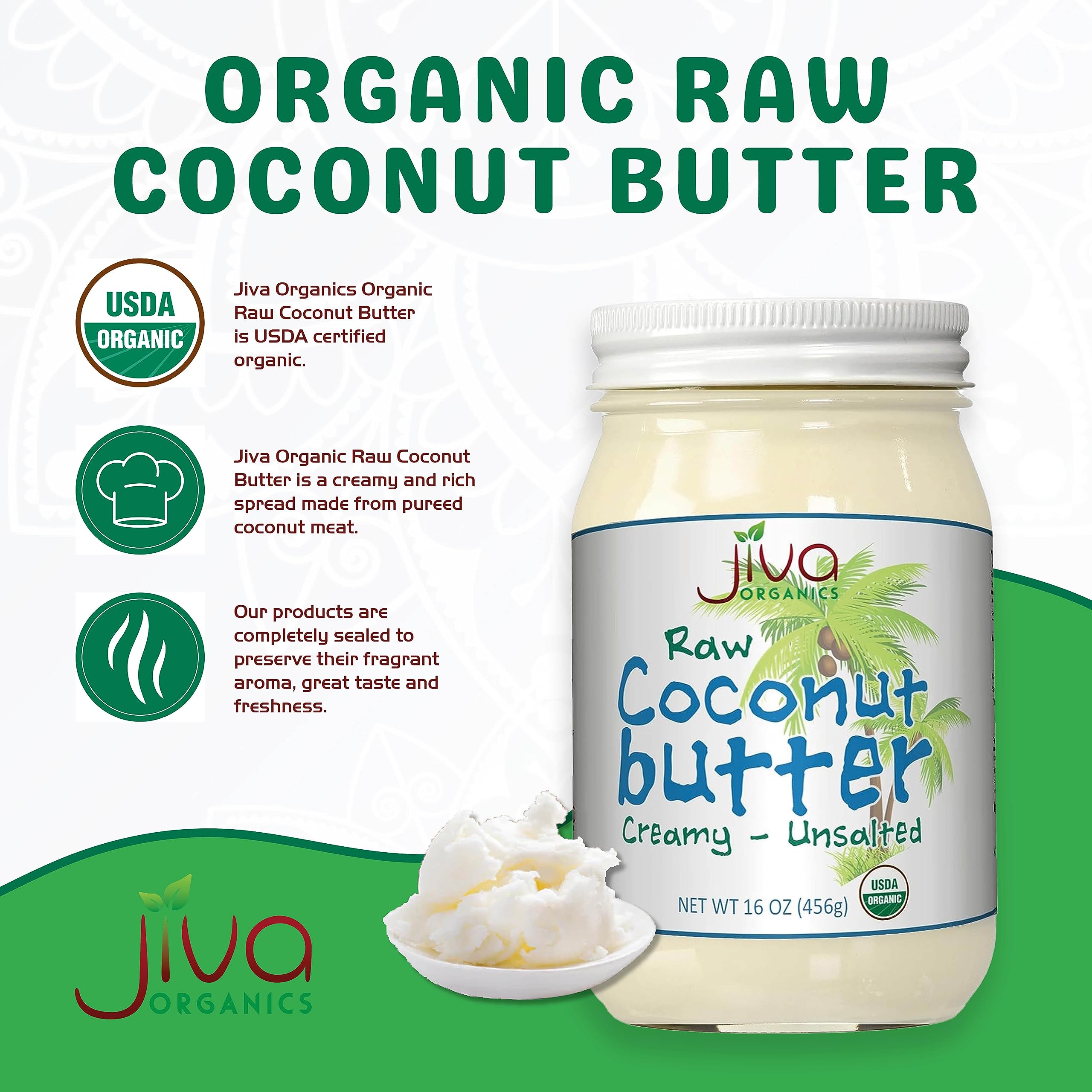 Jiva Organics open jar with cream top layer showing natural texture benefit