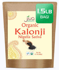 Jiva Organics front packaging showing 1.5 lb bag and organic label benefits