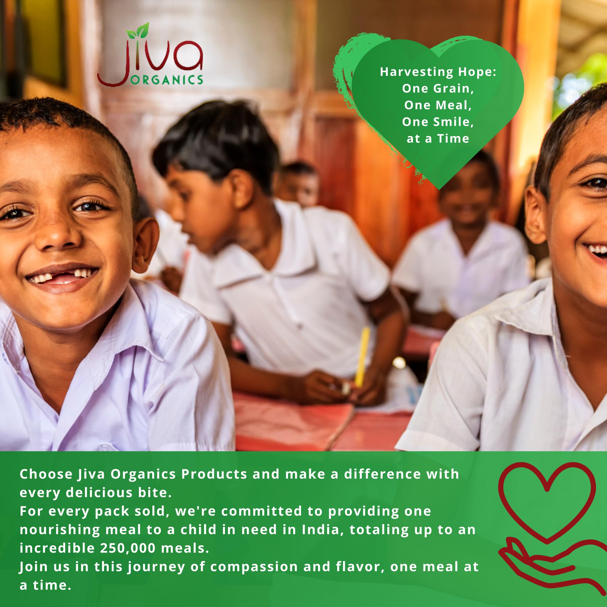 Jiva Organics bag on kitchen counter in a home cooking scene