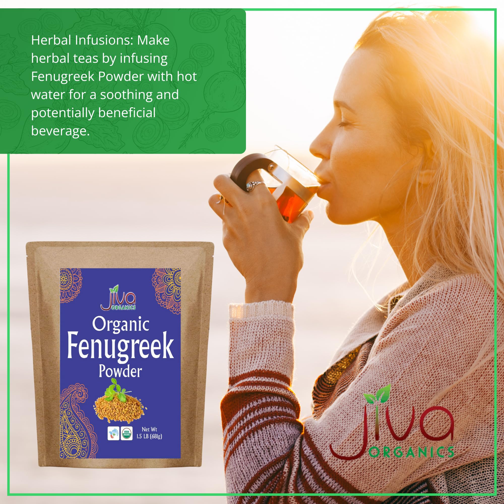 Jiva Organics label close-up showing organic and gluten-free verification