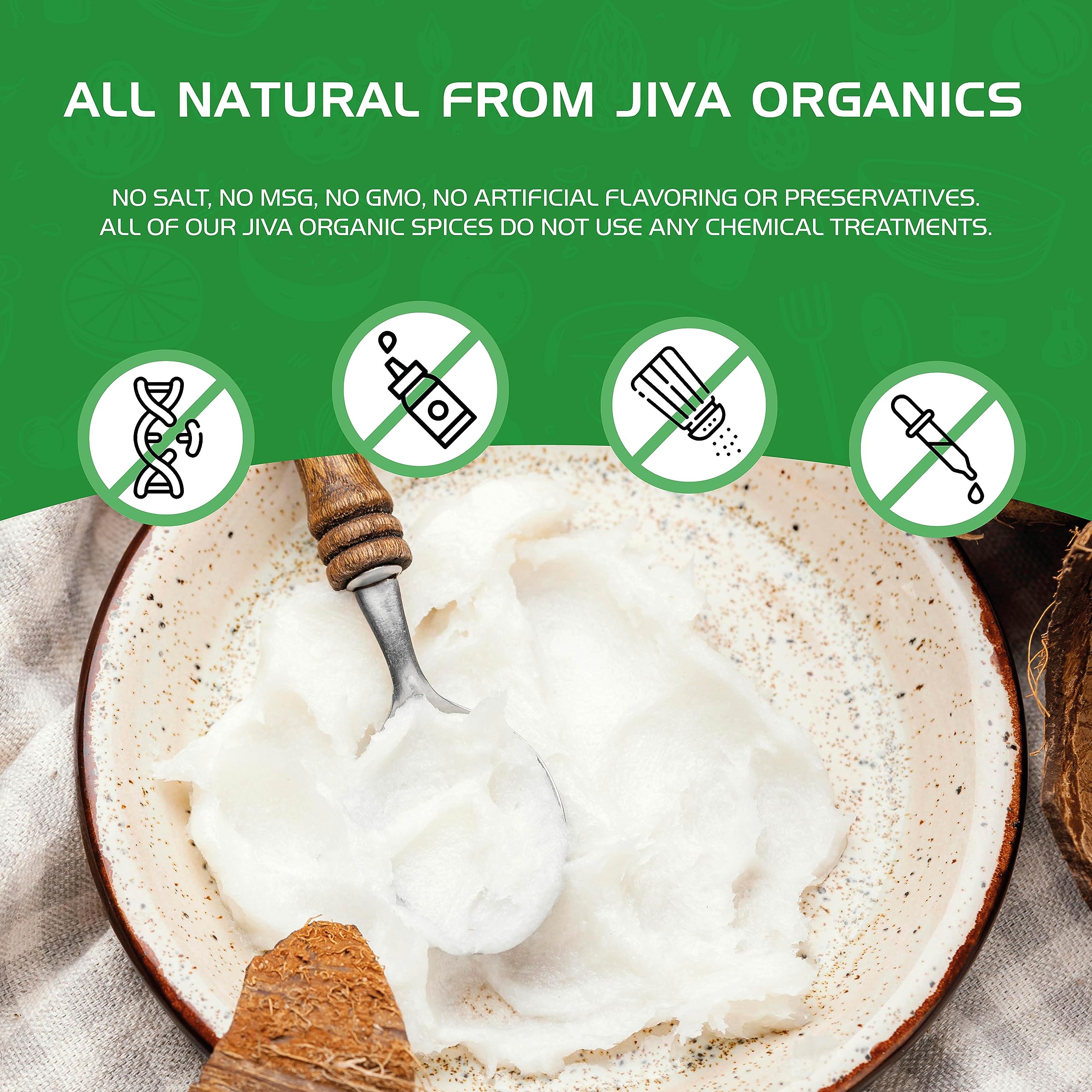 Jiva Organics closeup of label and ingredients showing single-ingredient purity