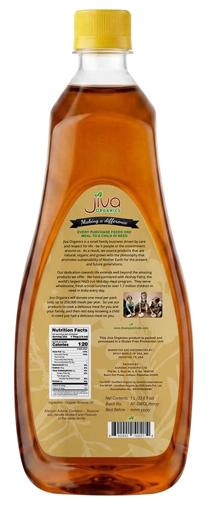 Jiva Organics bottle on kitchen counter lifestyle shot suggesting everyday use