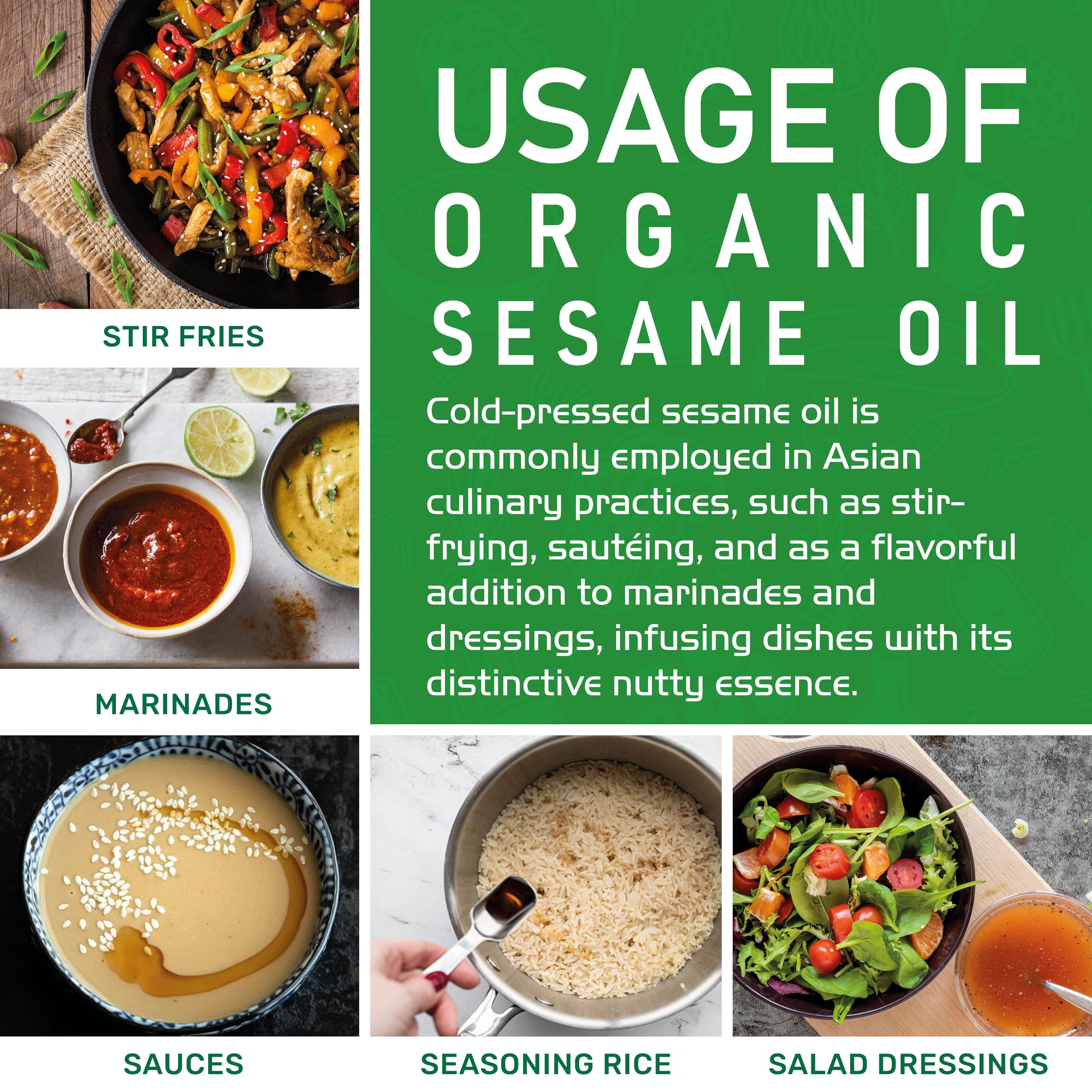 Kitchen scene with Jiva Organics sesame oil used in dressing preparation