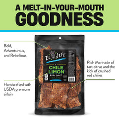 J&K Beef Jerky slab close-up highlighting thick slices and meaty texture for satisfying chew