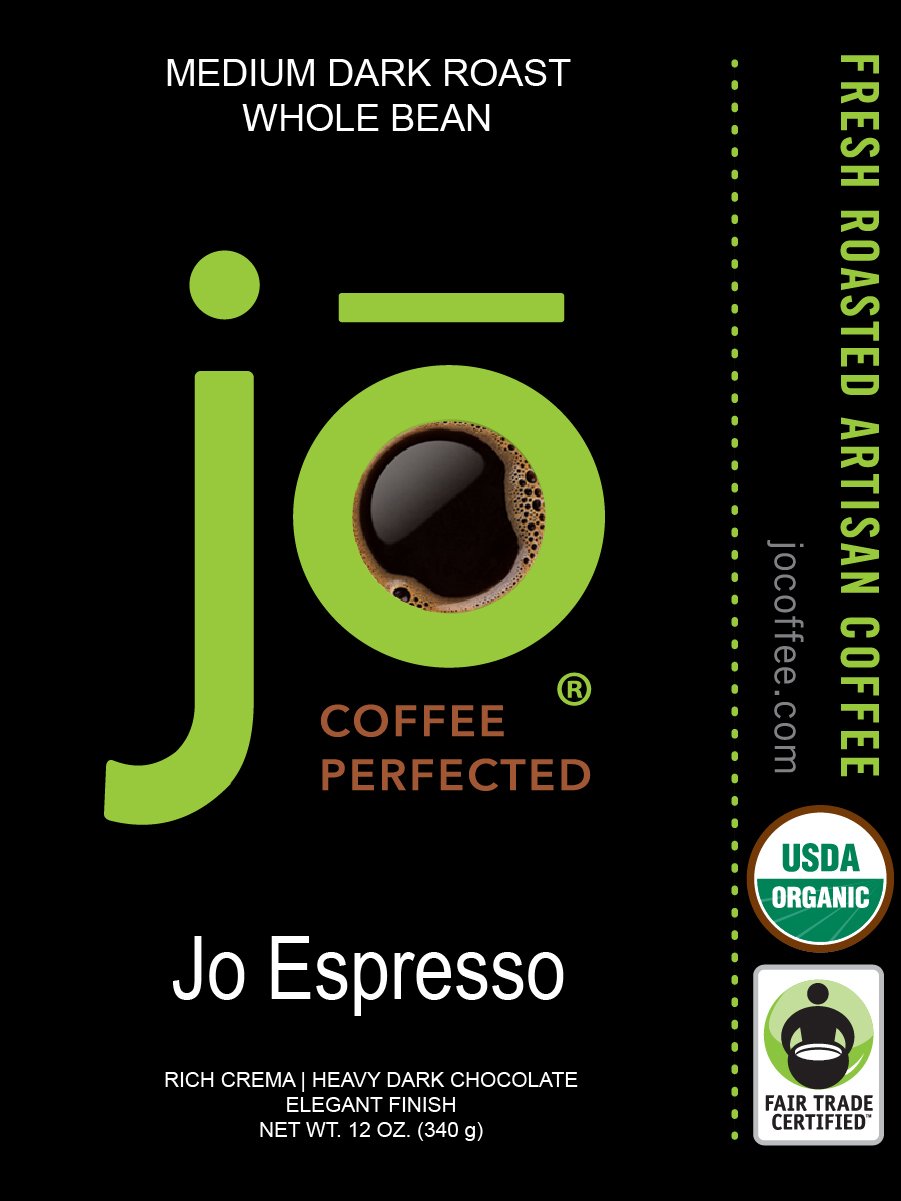 Jo Coffee ground espresso in portafilter ready to pull a shot for robust crema