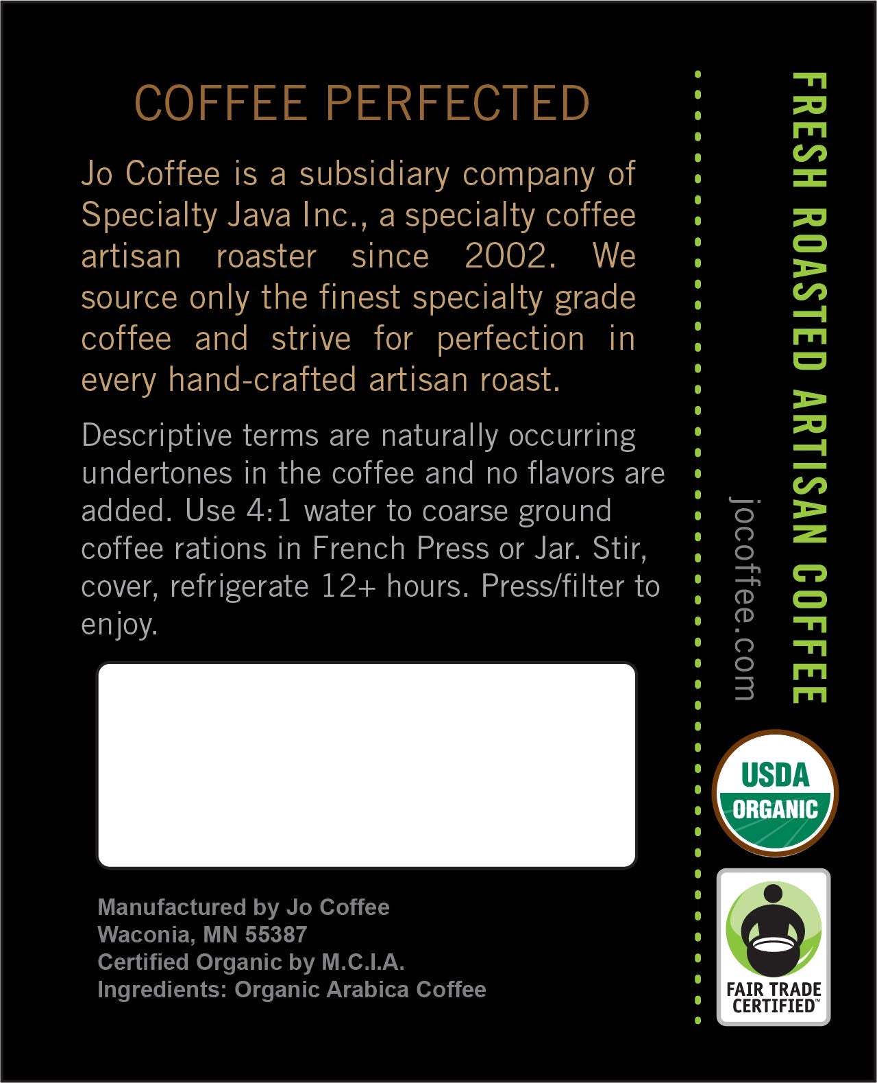 Jo Coffee resealable tin-tie bag being closed to preserve freshness
