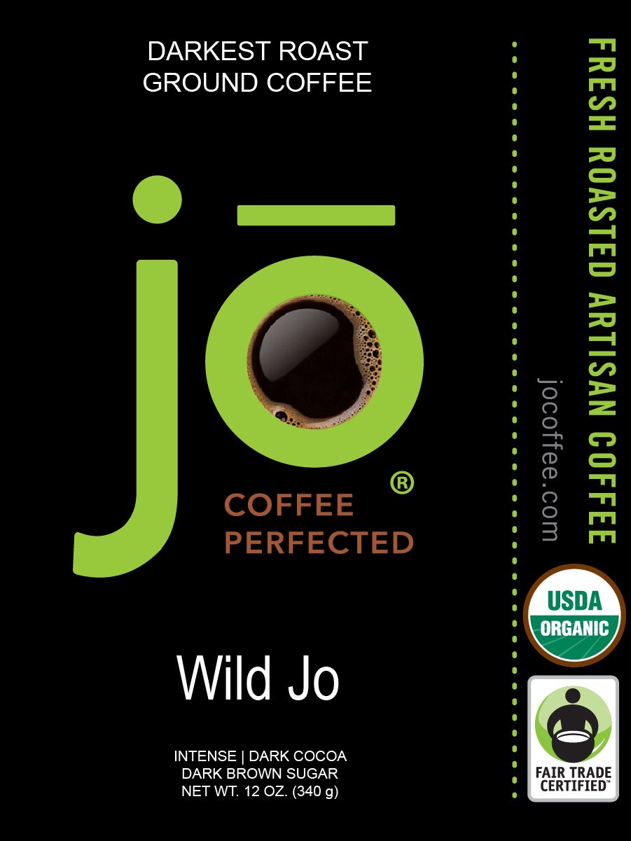 Jo Coffee WILD JO ground coffee close-up showing texture and rich roast aroma benefit