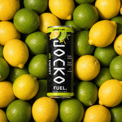 close-up of JOCKO Fuel can label displaying ingredients and no-sugar benefit clearly