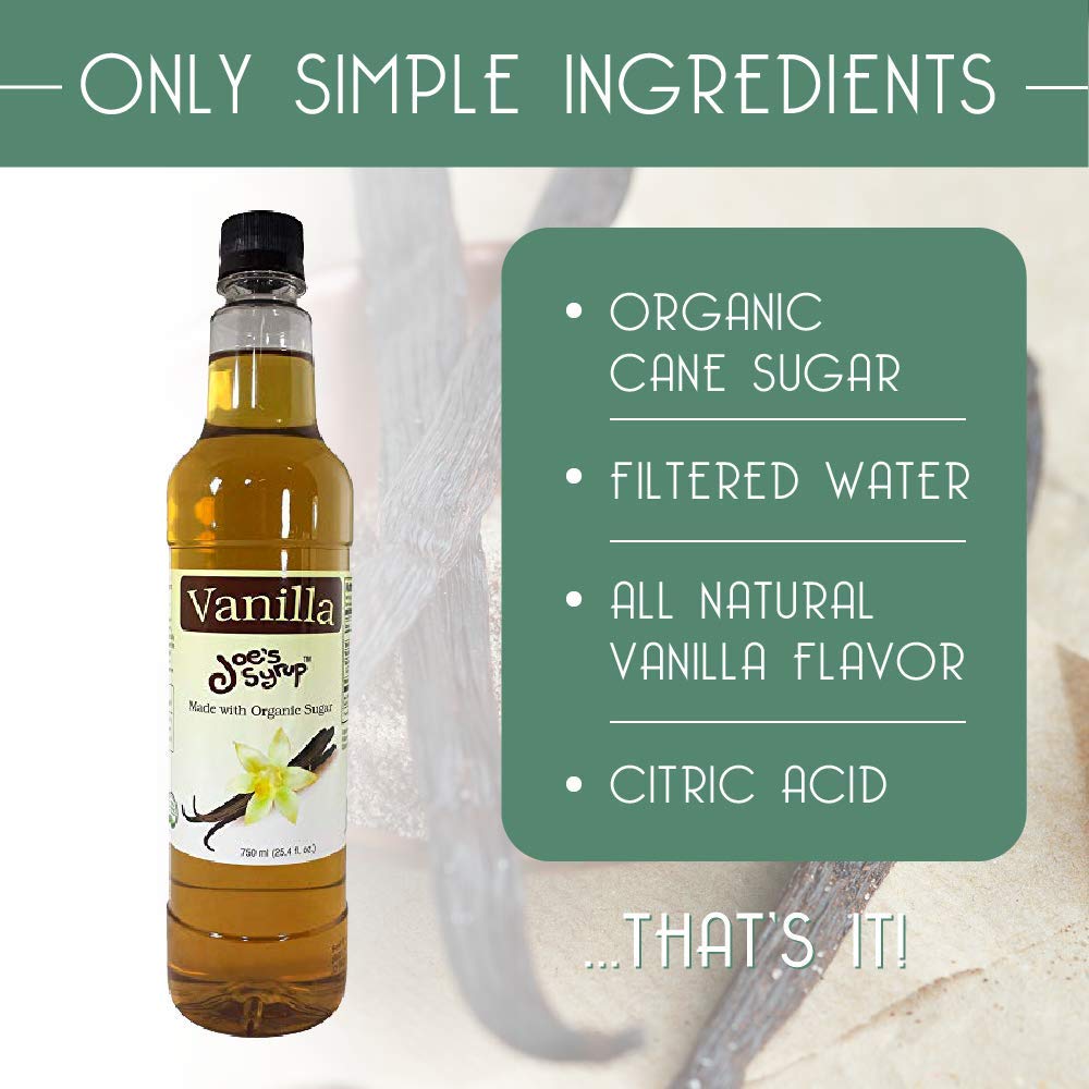 Joe's Syrup mixed into iced coffee illustrating natural vanilla flavor boost