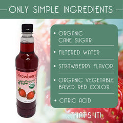 Pouring Joe's Syrup into a glass, showing steady flow for easy cocktail and soda mixing benefit