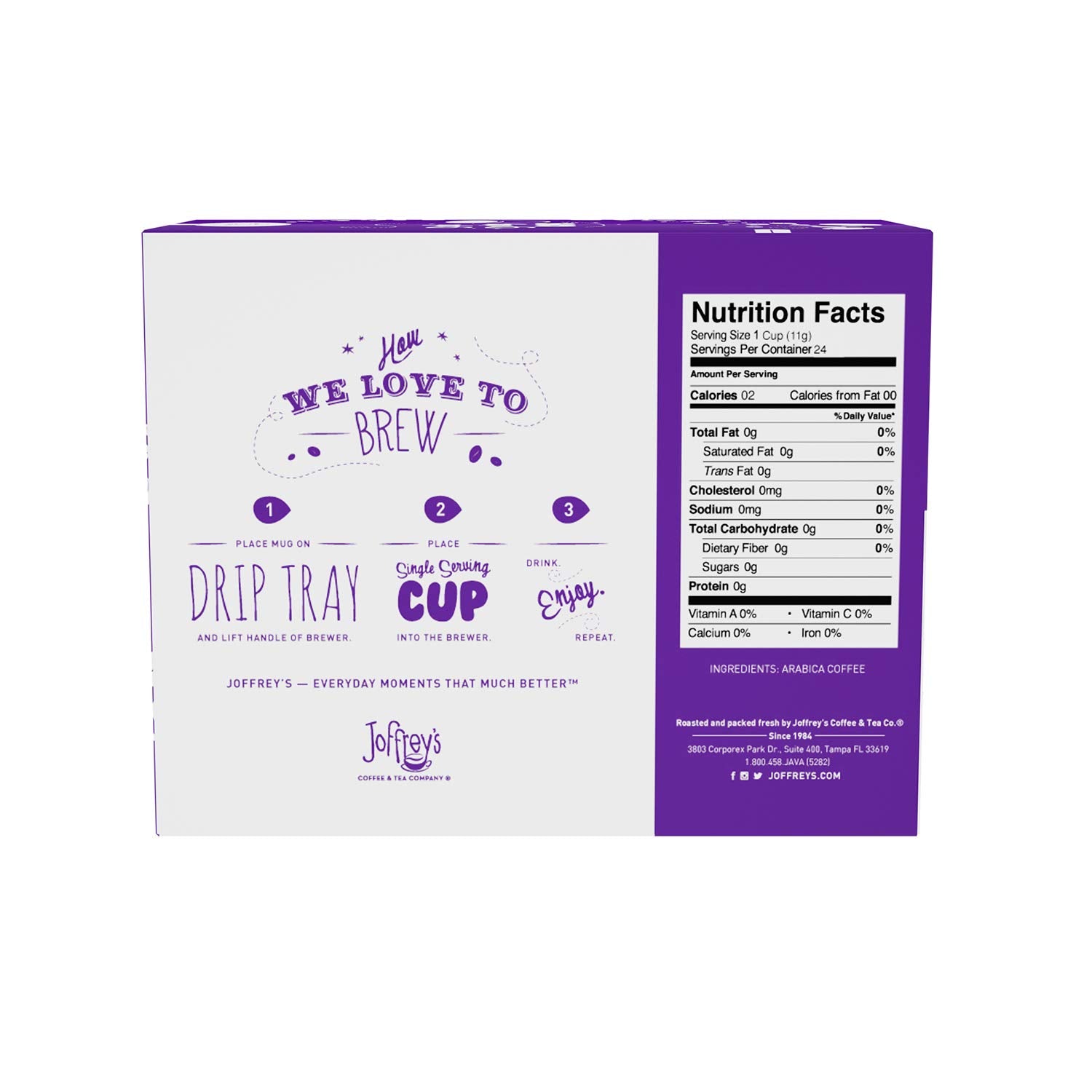 Joffrey's single-serve cup close-up highlighting Keurig compatibility benefit