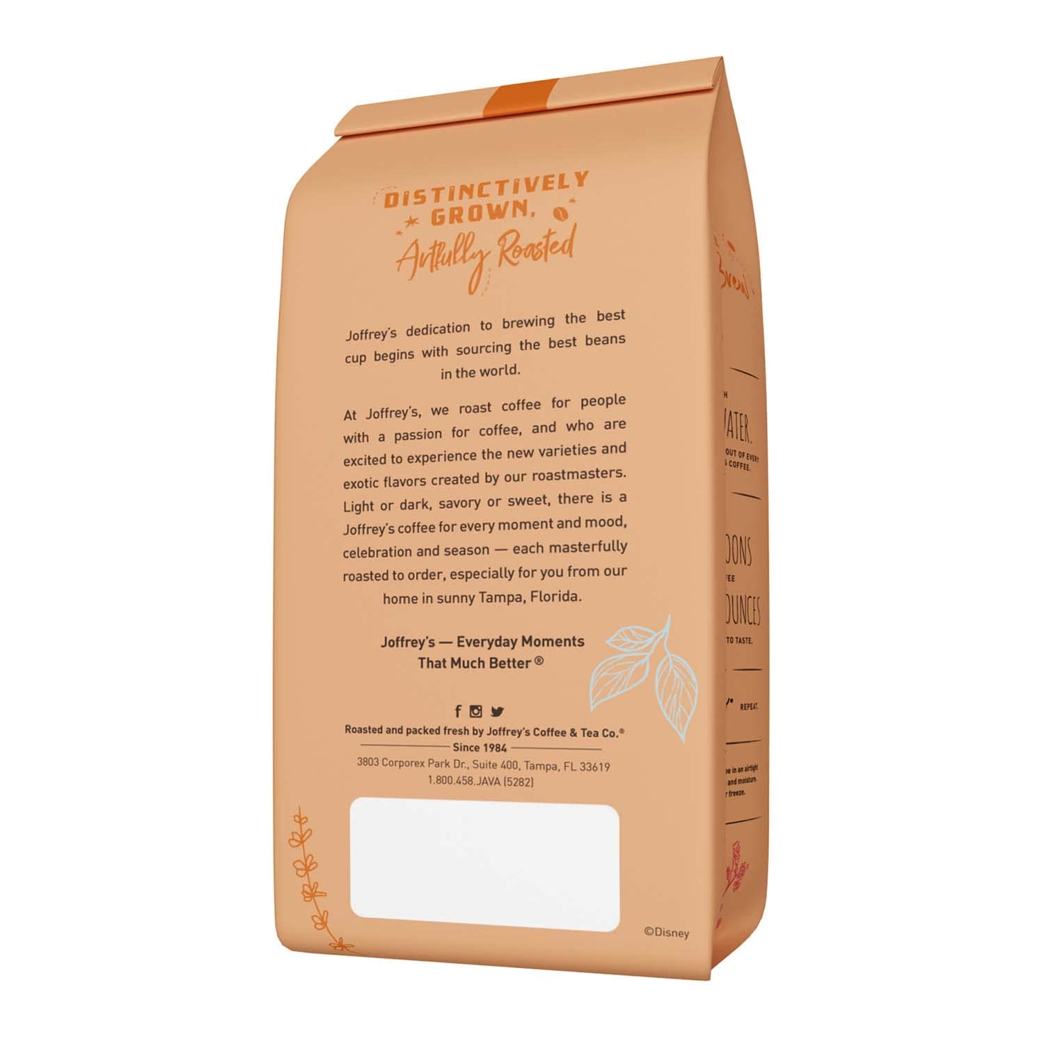 Joffrey's Coffee close-up of ground medium-roast texture and banana-brown sugar notes for flavor clarity