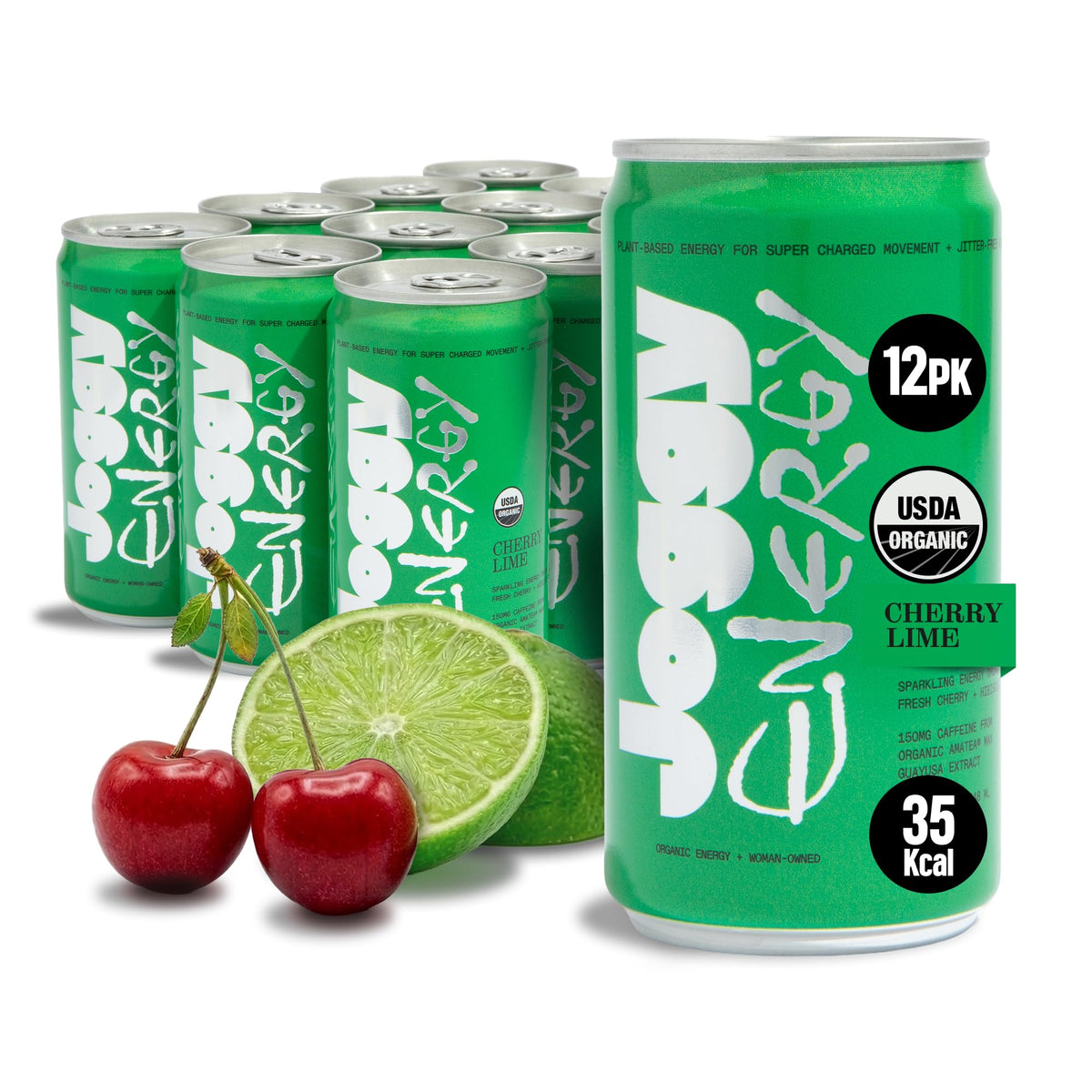 Joggy Cherry Lime front packaging showing vibrant can and branding for energizing refreshment
