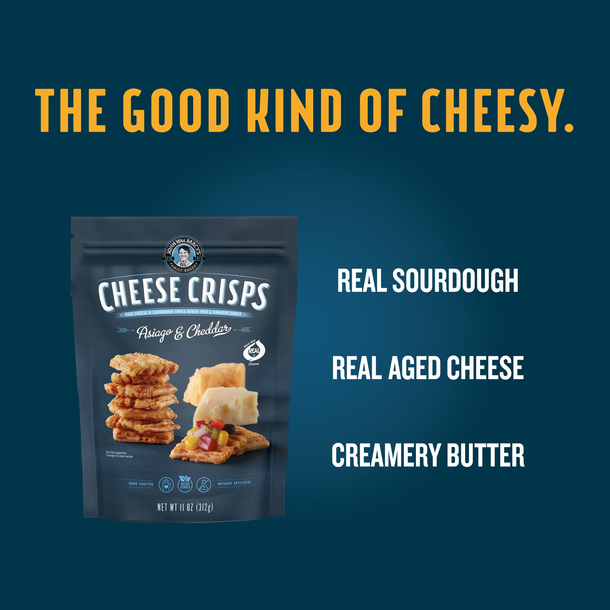 John Wm. Macy's visible cheese and sourdough layers showing real ingredients benefit