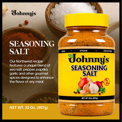 Johnny's seasoning salt spoon scoop showing coarse texture and easy portioning
