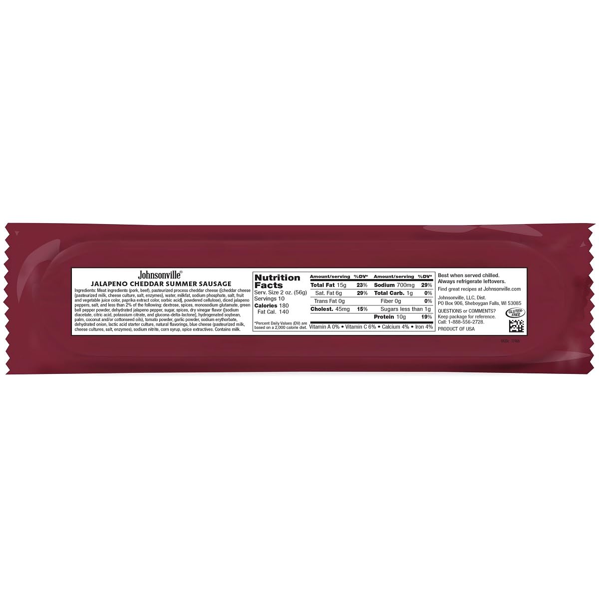 Close-up of Johnsonville sliced sausage revealing cheddar pieces and smoky texture for flavor