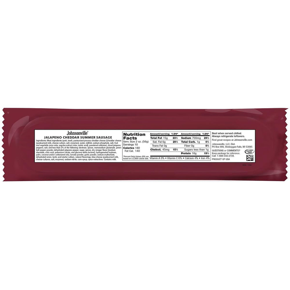 Close-up of Johnsonville sliced sausage revealing cheddar pieces and smoky texture for flavor