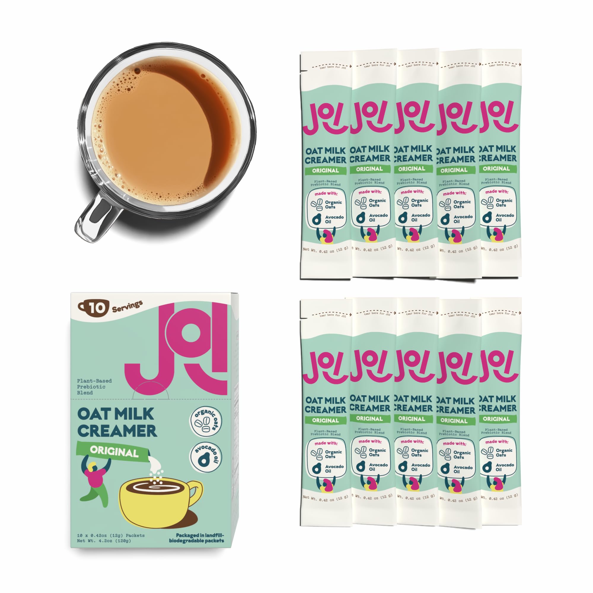 JOI pouch next to coffee mug demonstrating compact travel size