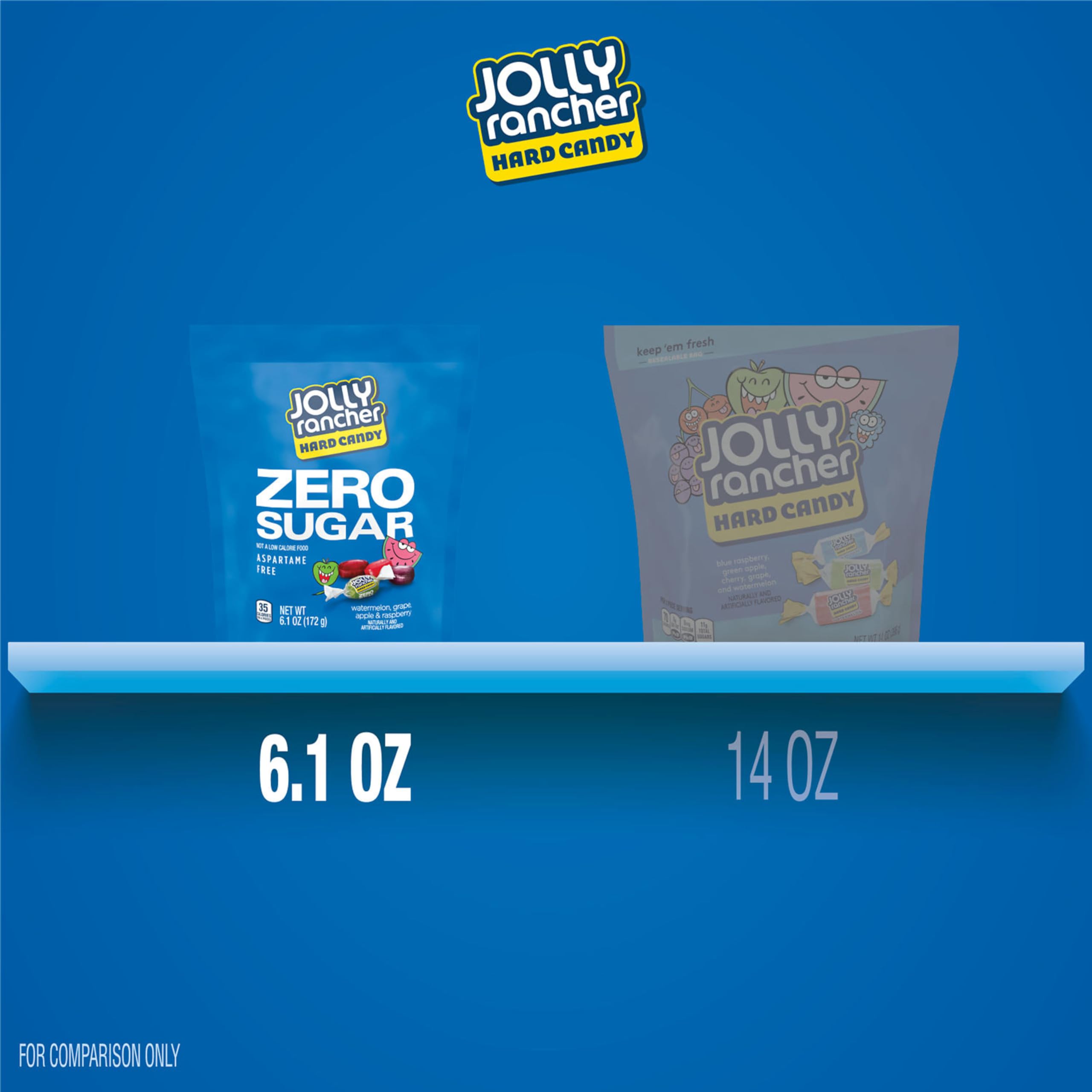 Jolly Rancher assortment spread displaying raspberry apple grape and watermelon flavors