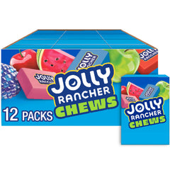 Jolly Rancher box front showing assorted fruit chews and colorful branding for grab-and-go convenience