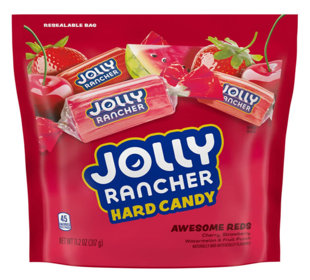 Close-up of Jolly Rancher candies highlighting glossy red surfaces and texture for bold flavor