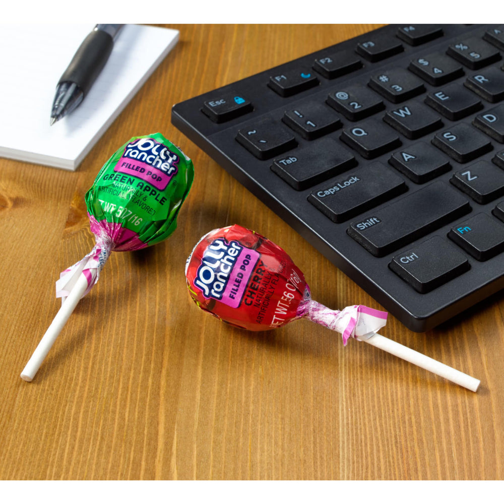 Jolly Rancher arranged pops showing green apple cherry grape and watermelon variety